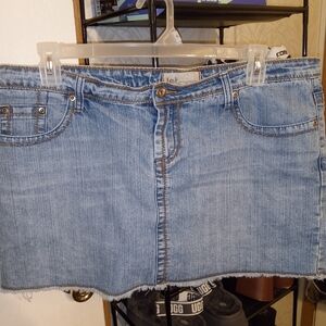 Y2K Lei Blue Denim Mini Skort With Raw Hem Size 16